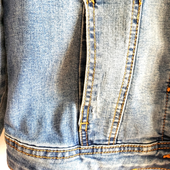Kensie Jean Jacket Denim Stretch Boho Western Fall Women Small to Medium Size - Picture 6 of 12